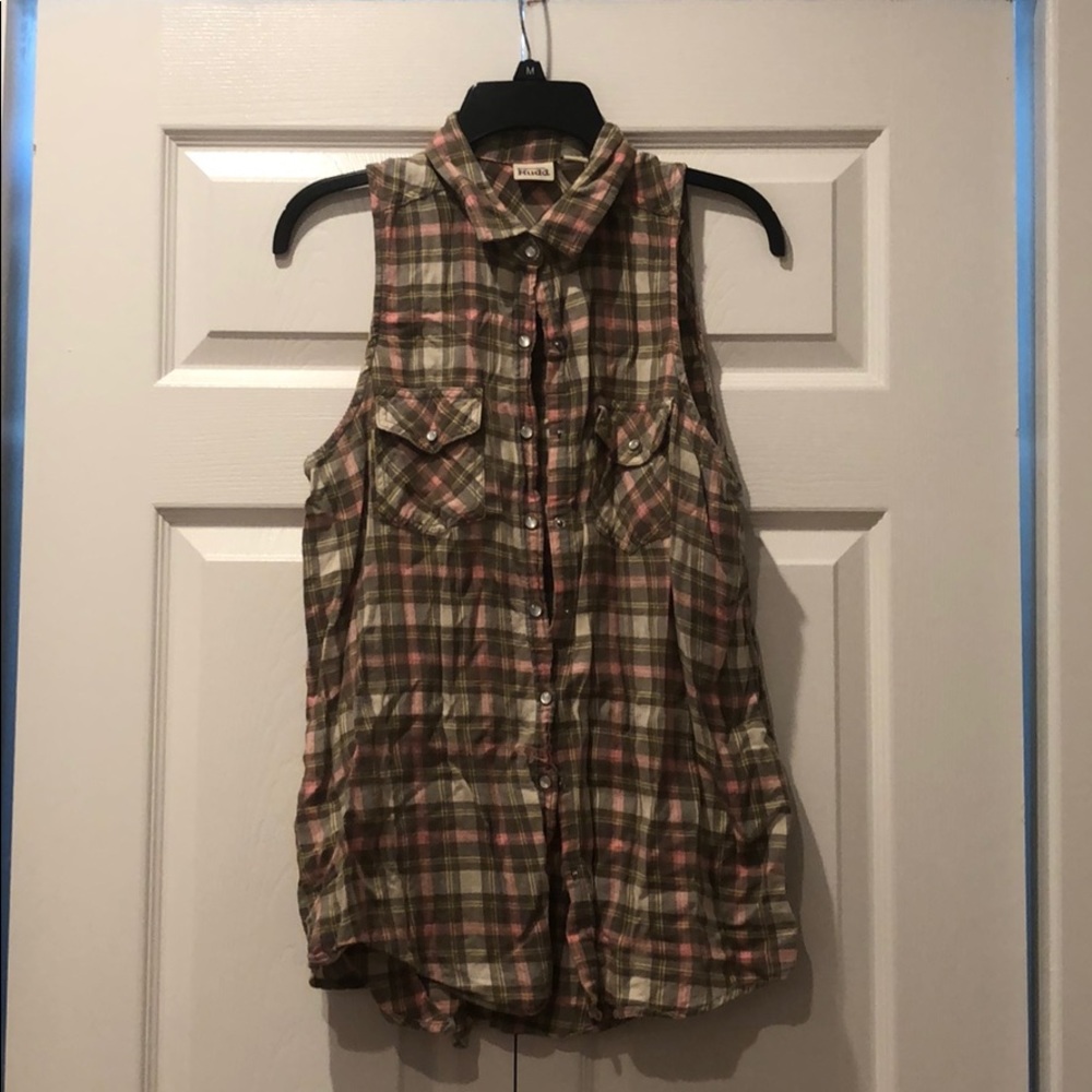 Pink/Brown Flannel Cutoff